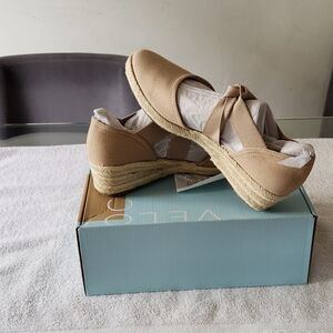 Tan Espadrille Shoes with Suede Finish